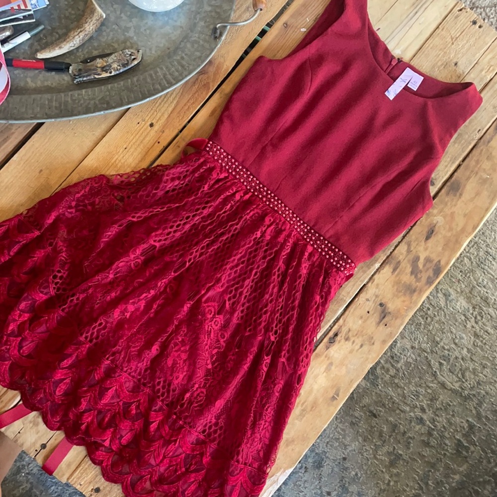 Red lace dress